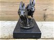 Bronzen beeld , rennende hazen , haas , konijn , beeld - 2 - Thumbnail