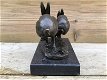 Bronzen beeld , rennende hazen , haas , konijn , beeld - 3 - Thumbnail