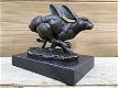 Bronzen beeld , rennende hazen , haas , konijn , beeld - 5 - Thumbnail