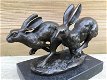 Bronzen beeld , rennende hazen , haas , konijn , beeld - 6 - Thumbnail