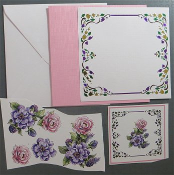 Bloemen en bramen ---> Roze kaart - 0