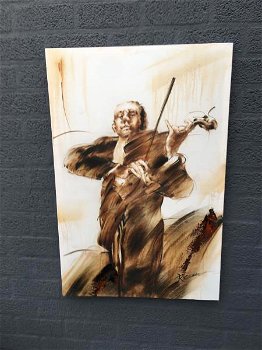 portret , violist , olieverfdoek - 2