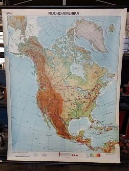 Landkaart / schoolkaart Noord Amerika - 0