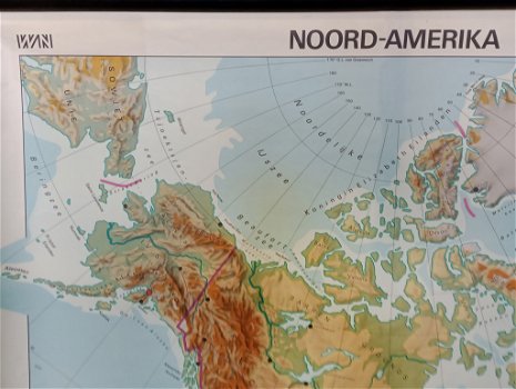 Landkaart / schoolkaart Noord Amerika - 1