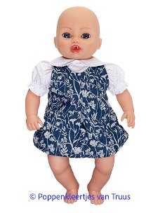 Baby Annabell 43 cm Overgooier setje blauw/wit/bloemen