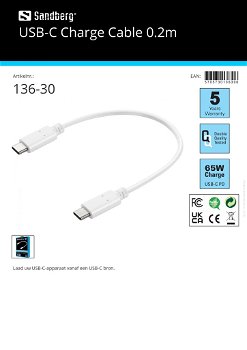 USB-C Charge Cable 0.2m geschikt voor alle merken - 2