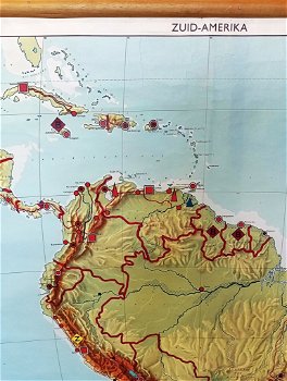 Grote landkaart / schoolkaart Zuid-Amerika - 1