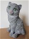 Beeld zittende kat, poes, van steen - 4 - Thumbnail