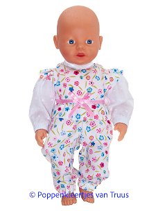 Baby Born 32 cm Jumpsuit roze/blauwe bloemetjes