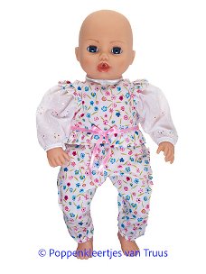 Baby Annabell 43 cm Jumpsuit roze/blauwe bloemetjes