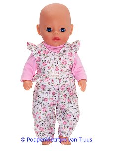 Baby Born Soft 36 cm Salopette setje roze/roosjes