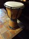 Afrikaanse trommel, - van hout, mooie versiering, - 30 cm, z.g.a.n. - 0 - Thumbnail