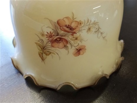 vintage lampenkap van glas met bloemmotieven - 1