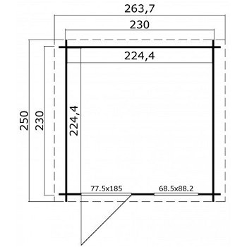 Tuinhuis-Blokhut Wels: 230 x 230 cm - 4