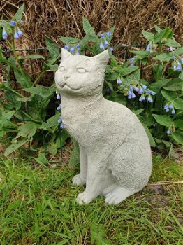 Grote stenen poes , kat , tuinbeeld - 2