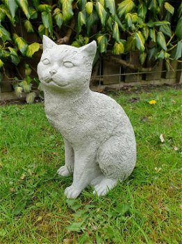 Grote stenen poes , kat , tuinbeeld - 5