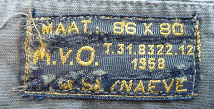 Broek, Overtrek, Gevechts, Uniform, VT (Veldtenue), M58, KL, maat: 86x80, 1958.(Nr.2) - 7