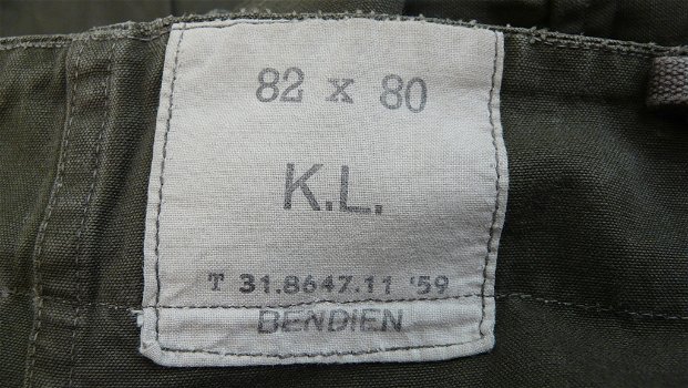 Broek, Overtrek, Gevechts, Uniform, VT (Veldtenue), M58, KL, maat: 82x80, 1959.(Nr.10) - 7