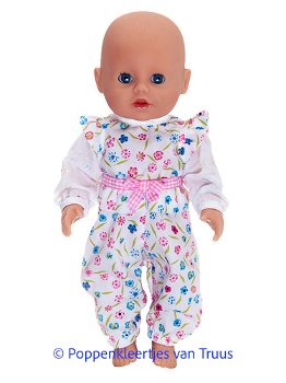 Baby Born Badpopje 32 cm Jumpsuit roze/blauwe bloemetjes - 0