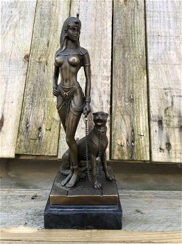 bronzen beeld van Cleopatra , panter - 6