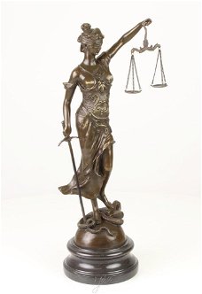 bronzen beeld Vrouwe Justitia , brons , beeld