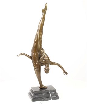 bronzen beeld , vrouwelijke turnster, turne - 0