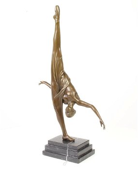 bronzen beeld , vrouwelijke turnster, turne - 1