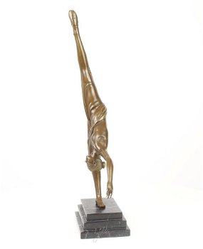 bronzen beeld , vrouwelijke turnster, turne - 2