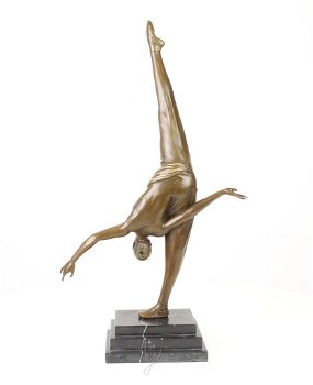 bronzen beeld , vrouwelijke turnster, turne - 4