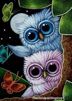 OPRUIMING FULL diamond painting owls butterflies (SQUARE) - 0