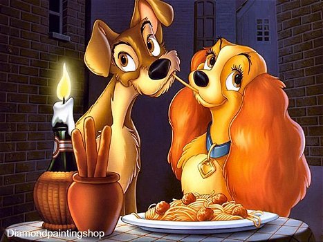 OPRUIMING FULL diamond painting lady and the tramp (SQUARE) - 0
