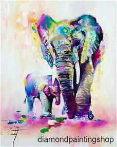 OPRUIMING FULL diamond painting colorful elephants (SQUARE)