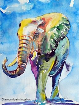 OPRUIMING FULL diamond painting colorful elephant 2 (SQUARE) - 0