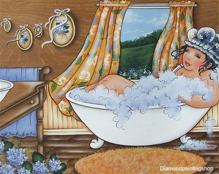 OPRUIMING FULL diamond painting fat lady bath (SQUARE) - 0