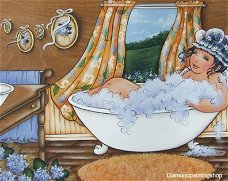 OPRUIMING FULL diamond painting fat lady bath (SQUARE)