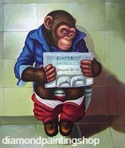 OPRUIMING FULL diamond painting monkey toilet (SQUARE)