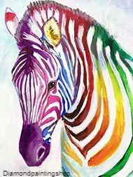 OPRUIMING FULL diamond painting coloful zebra 2 (SQUARE) - 0