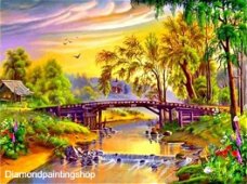 OPRUIMING FULL diamond painting Bridge scenery XL