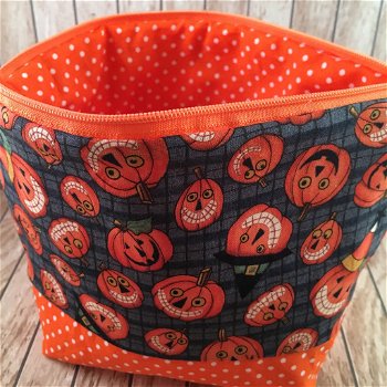 projectbag / etui /toilettas herfst / Halloween / pompoenen - 6