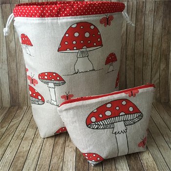 projectbag / etui /toilettas herfst / paddenstoelen optie 2 - 6