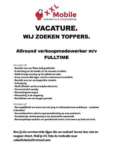 Vacature Personeel gezocht fulltime XXL Mobile Steenwijk