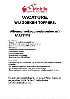 Vacature Personeel gezocht parttime XXL Mobile Steenwijk