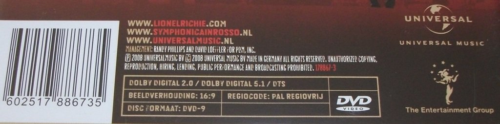 Dvd *** LIONEL RICHIE *** Symphonica In Rosso - 2