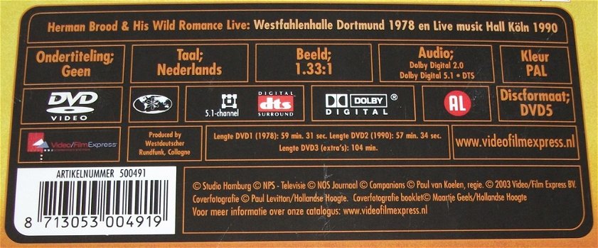 Dvd *** HERMAN BROOD *** Live and More 3-Disc Boxset - 3