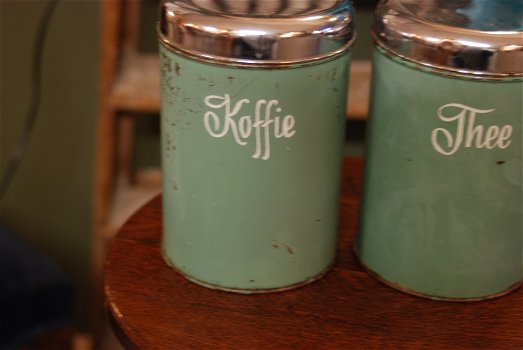Blikken Brocante set Koffie & Thee in Mint groen - 1