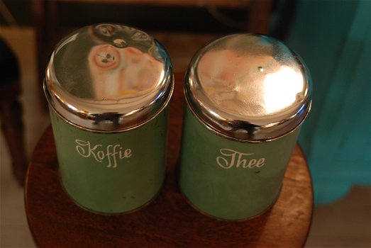 Blikken Brocante set Koffie & Thee in Mint groen - 3