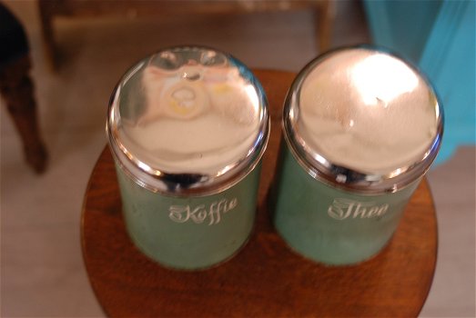 Blikken Brocante set Koffie & Thee in Mint groen - 5