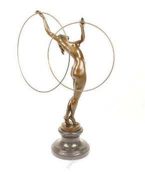 bronzen sculptuur ,dansende vrouw met ringen - 4