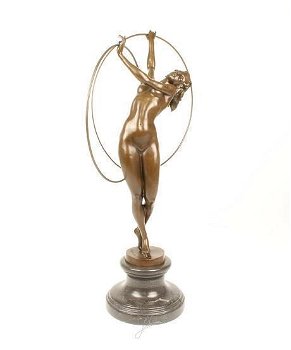 bronzen sculptuur ,dansende vrouw met ringen - 6