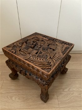 Antiek Chinese salontafel sidetable houtsnijwerk - 0